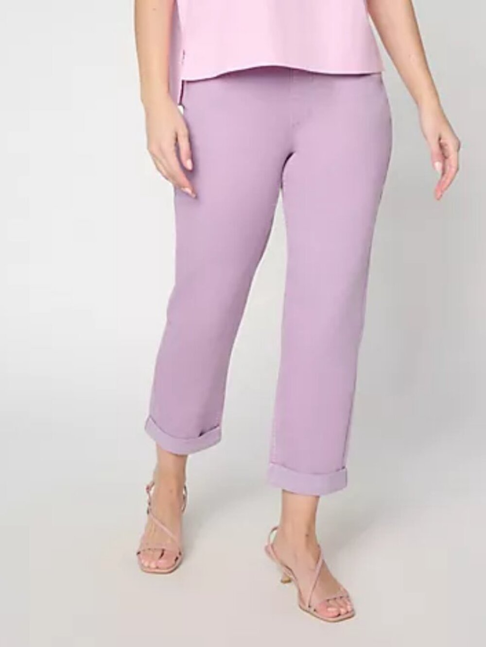 LOGO by Lori Goldstein Regular PD Pull On Boyfriend Jeans, Wisteria Sz 8 a739074